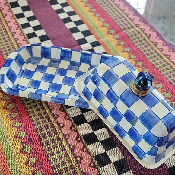 MacKenzie-Childs Royal CheckeButter Dish - Picture 3 of 6